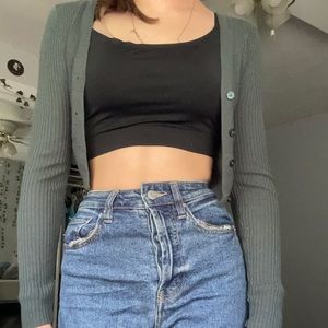 Green cropped wild fable button up cardigan